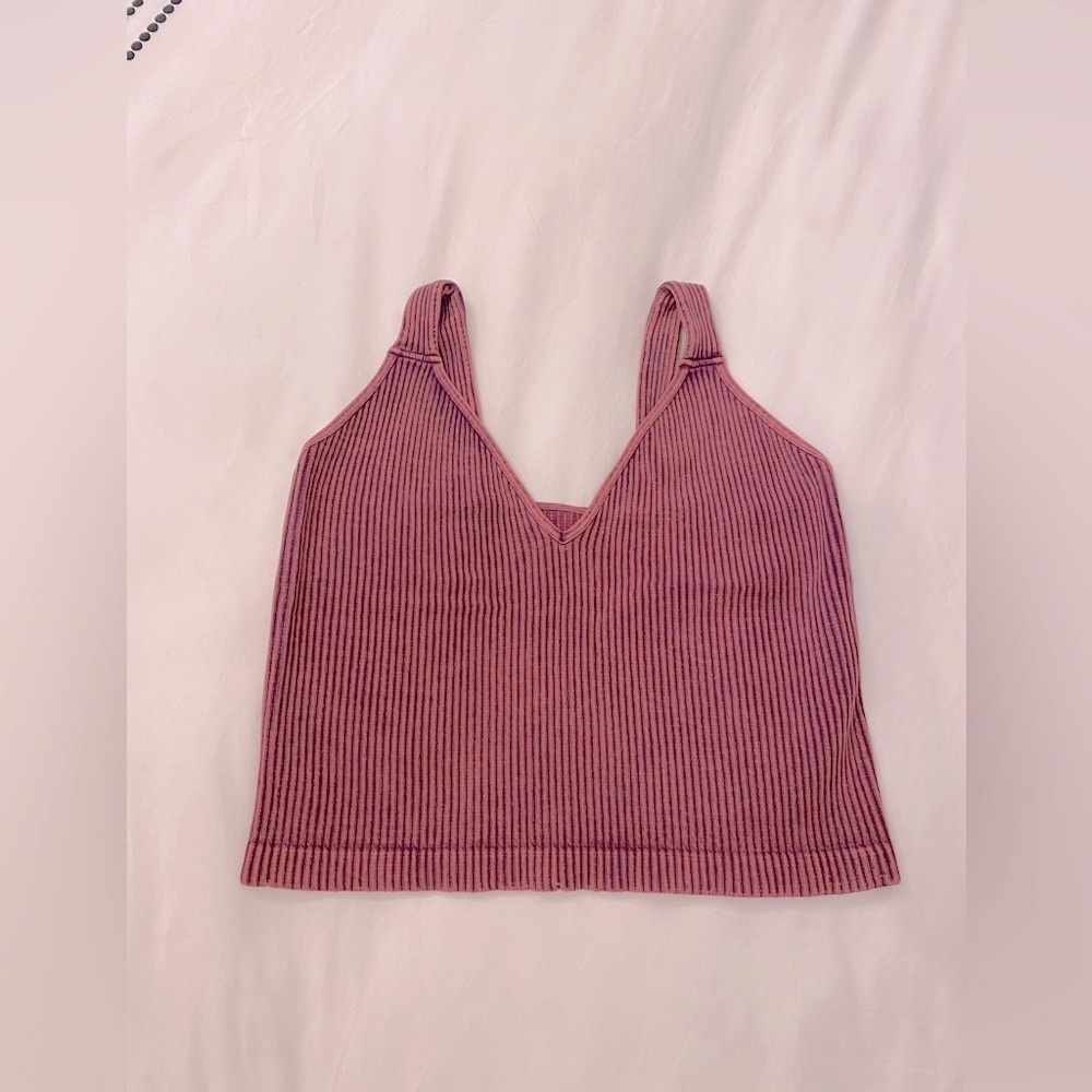 Free People Pink Ribbed Tank Top - Picture 2 of 8